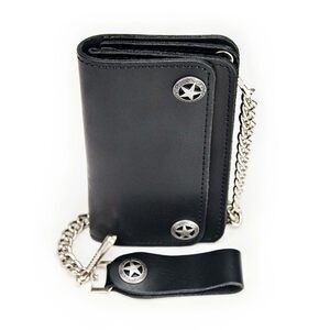 3378 MLW7824 's 6.25" Western Star Black Bi-Fold Leather Biker Wallet
